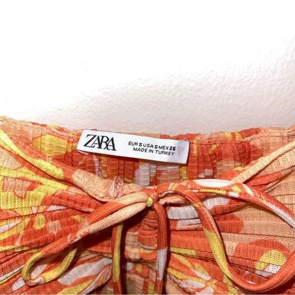 Zara Floral Pleated Groovy Patterned Tropical Vacation Midi Dress - Picture 5 of 6